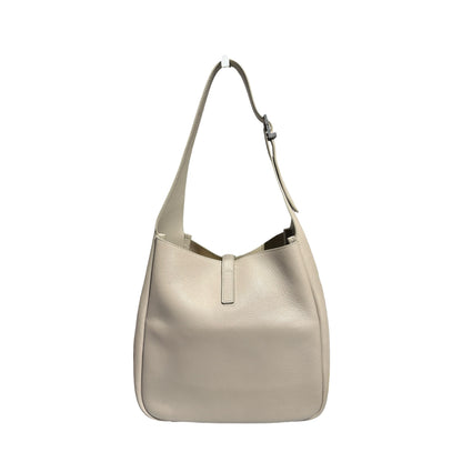 Used SAINT LAURENT Calfskin Leather LE 5 A 7 Hobo Bag Beige PHW