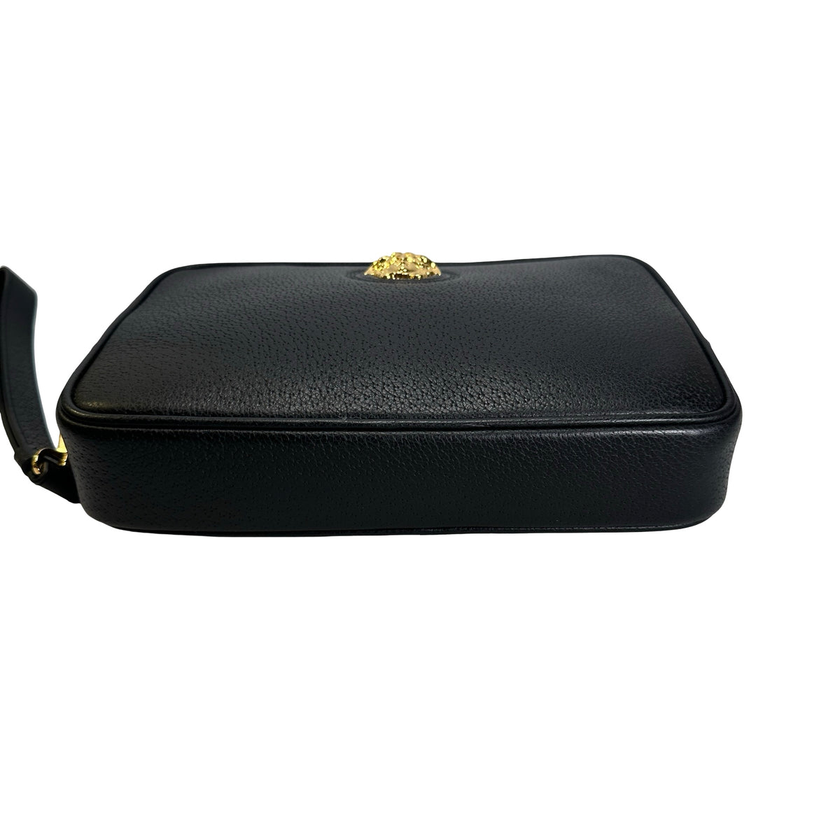 VERSACE Pebbled Leather Medusa Camera Bag Camera Bag Black Gold