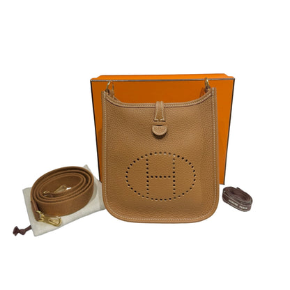 New HERMÈS TC MINI EVELYNE Cross Body Bag Gold GHW