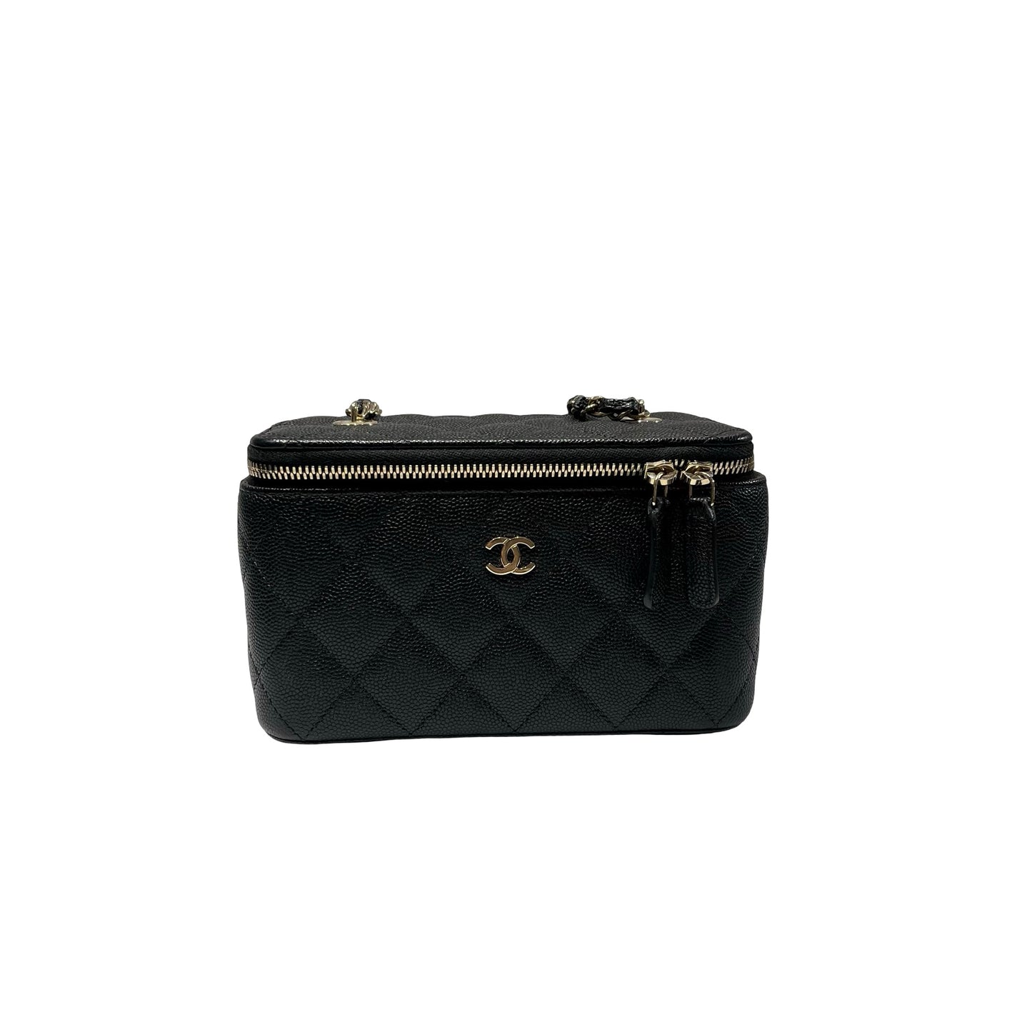 Used CHANEL Vanity Case Cross Body Bag Black GHW
