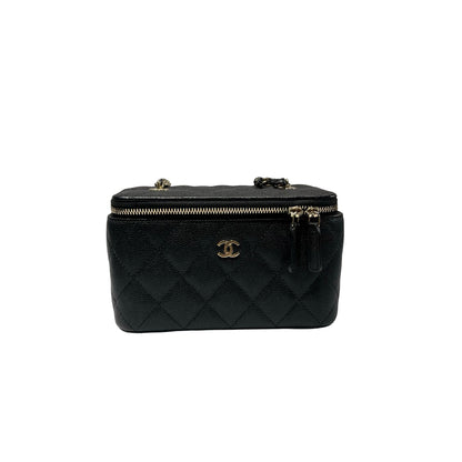 Used CHANEL Vanity Case Cross Body Bag Black GHW