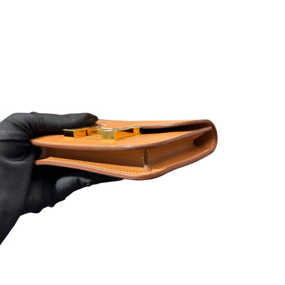 Unused Hermès Calfskin Leather Constance Slim Wallet Gold GHW