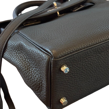 Used HERMES Togo Kelly 25 Handbag Black PHW