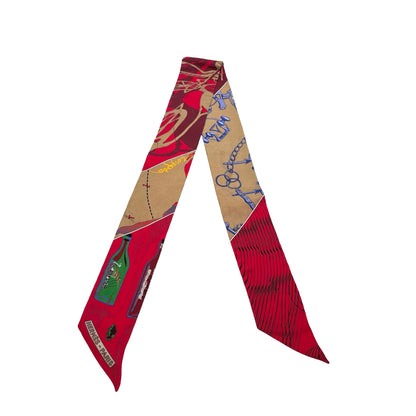 Used HERMES Silk Twilly Twilly Red Beige