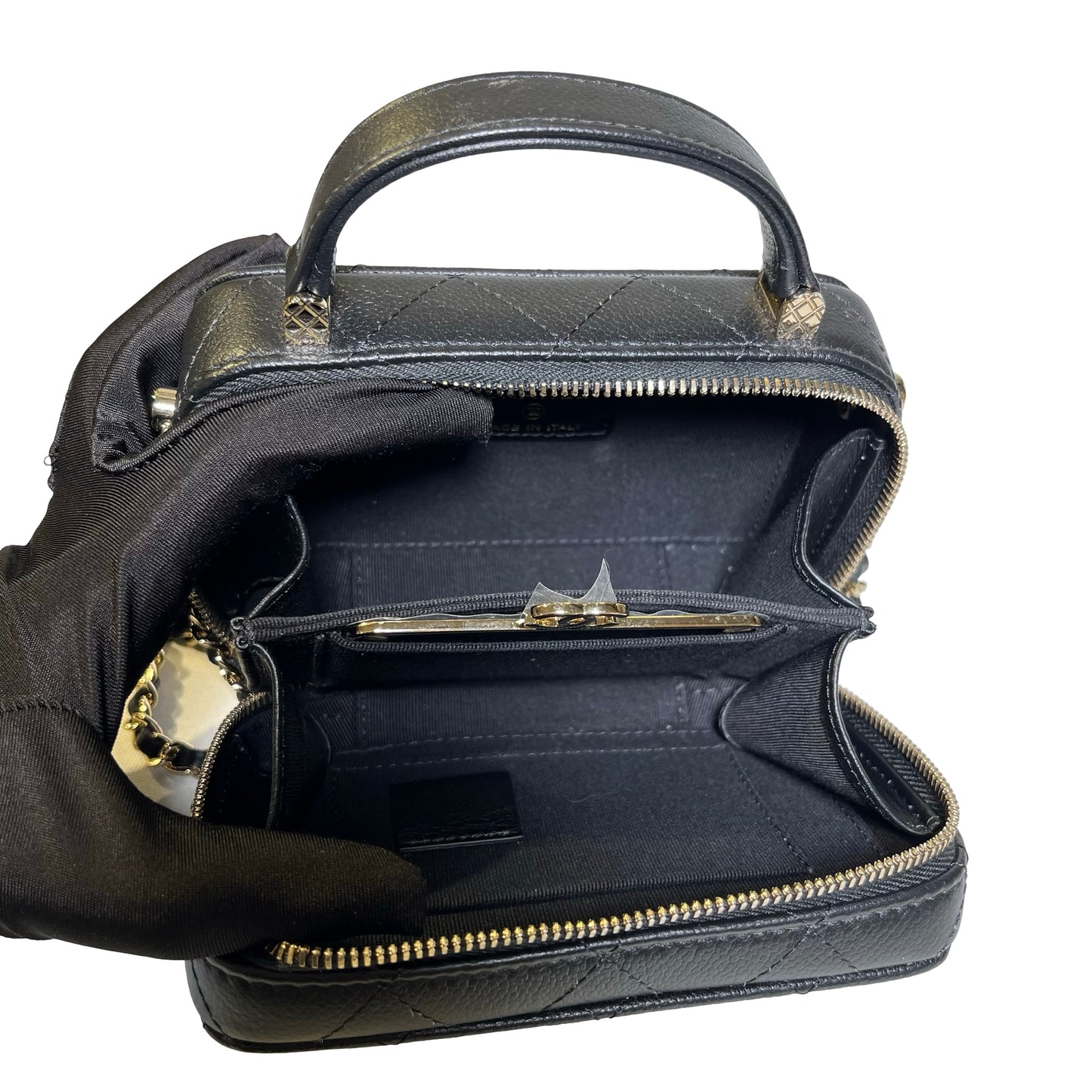 Used Chanel Caviar Leather Vanity Case Black PHW