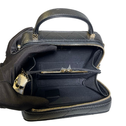 Used Chanel Caviar Leather Vanity Case Black PHW