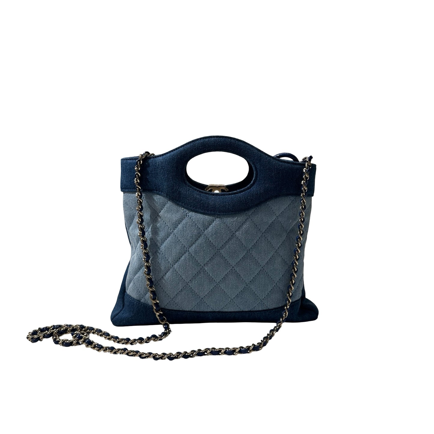 New Chanel Denim Chanel 31 Mini Shopping Chain Shoulder Bag Blue GHW