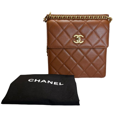 Used CHANEL Quilted Caviar 23A chain Backpack Shoulder Bag Brown
