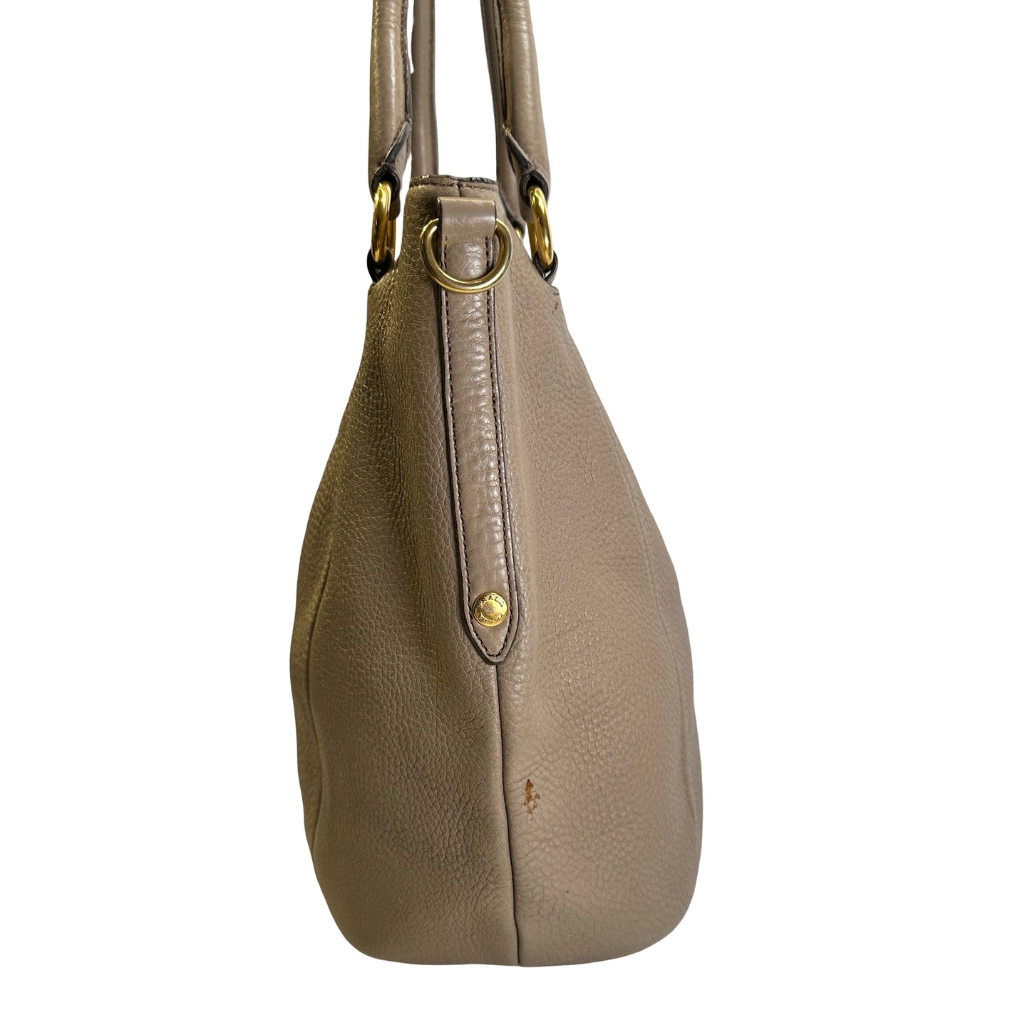 Used PRADA Vitello Phenix Leather Vitello Phenix Shopping Tote Handbag Argilla Grey Taupe