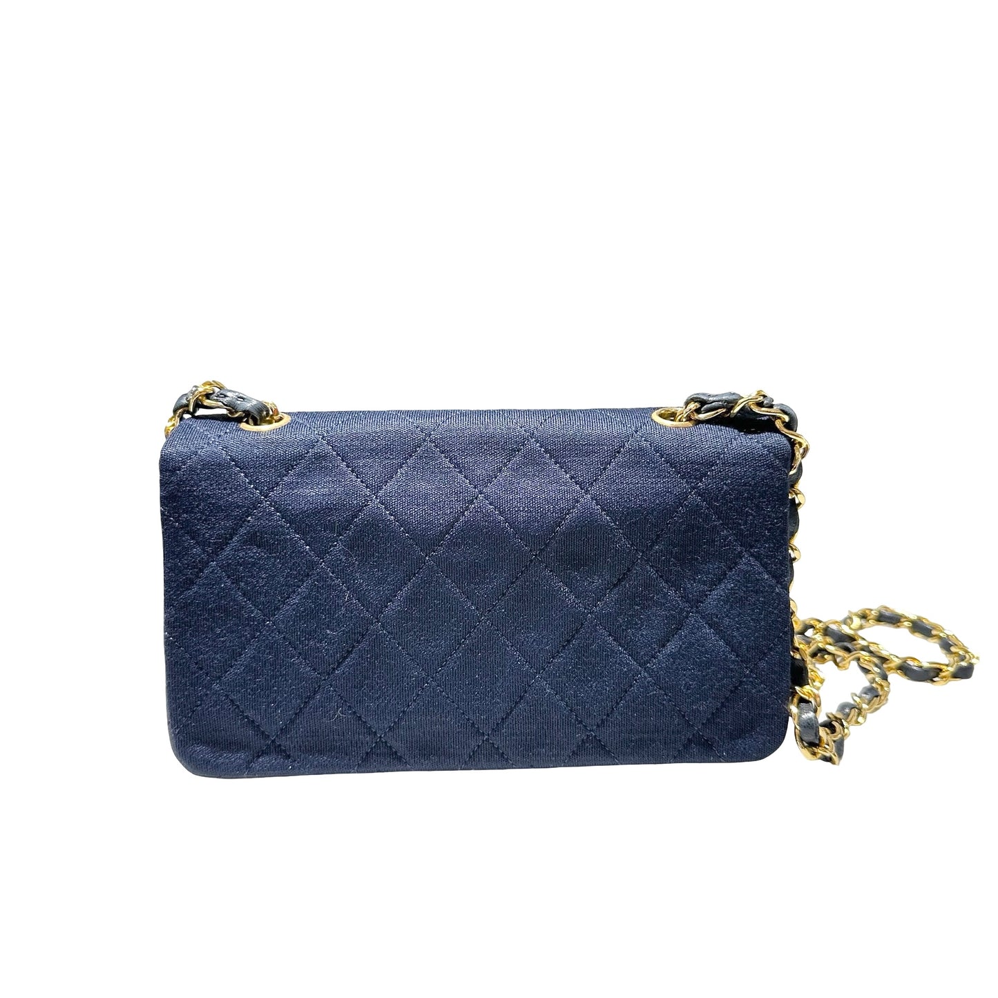 Used CHANEL Flap Cross Body Bag Navy Blue GHW