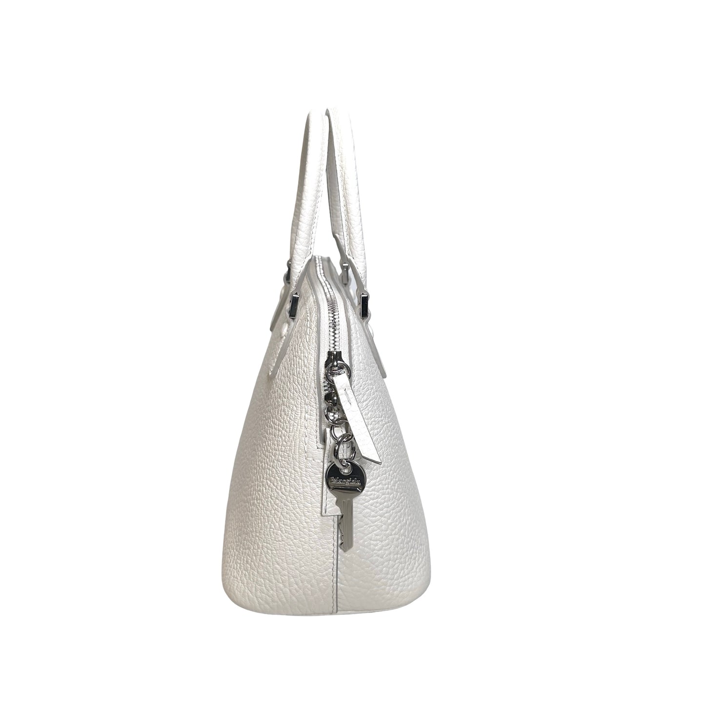 Used MAISON MARGIELA Textured Leather 5AC Classique Mini Bag Handbag White PHW