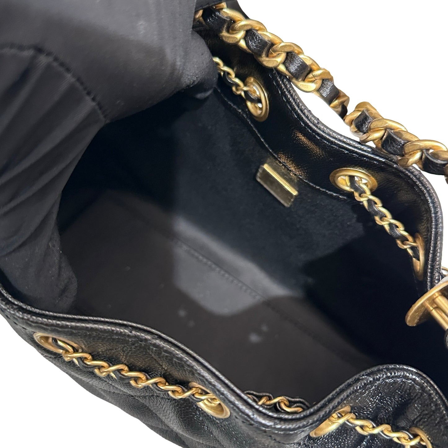 New CHANEL Caviar Leather 25 Mini Hobo Shoulder Bag Black GHW