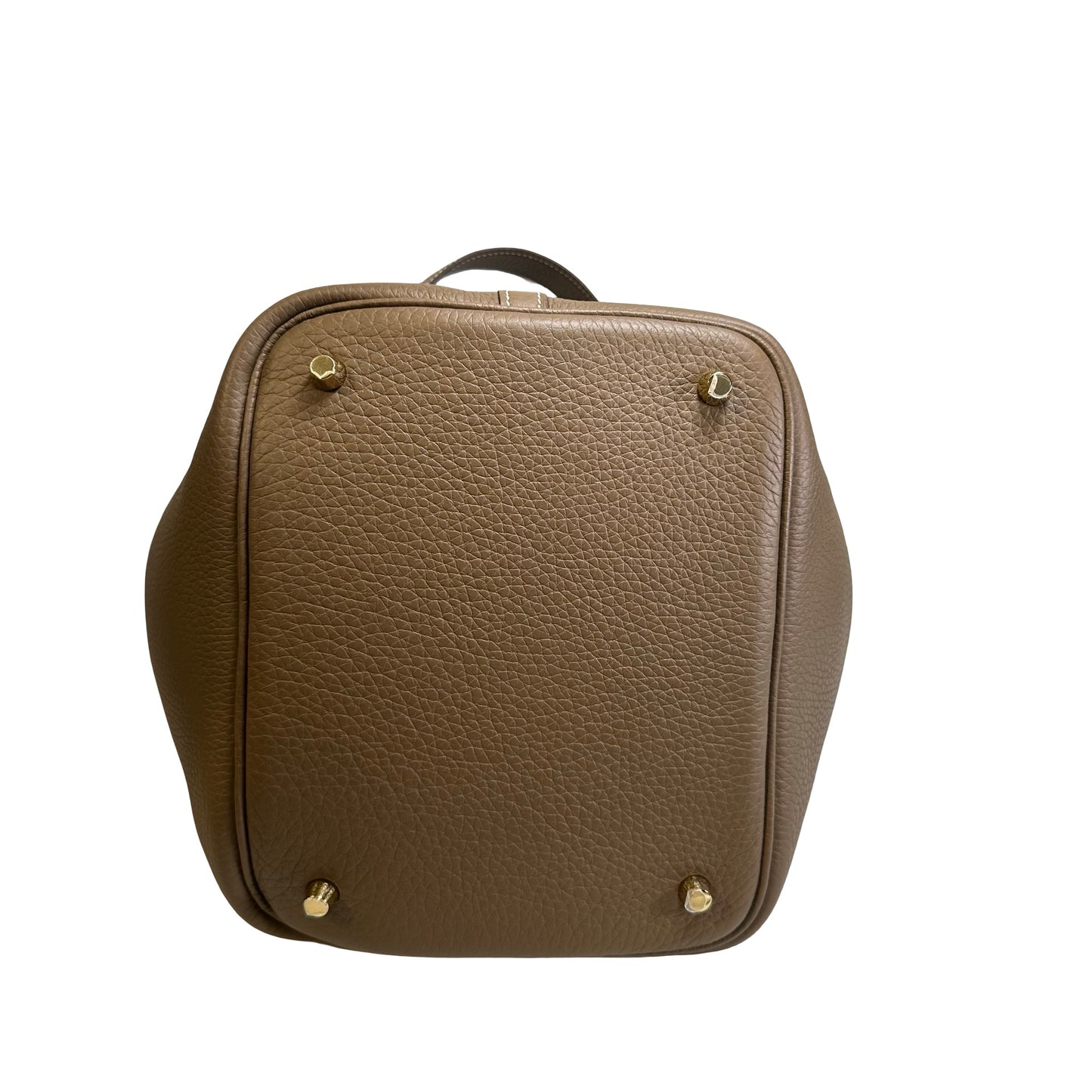 Used HERMES Leather TC Picotin 22 Handbag Etoupe GHW
