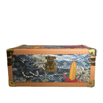 Used LOUIS VUITTON Calfskin Leather Monogram Box Box Blue Brown GHW