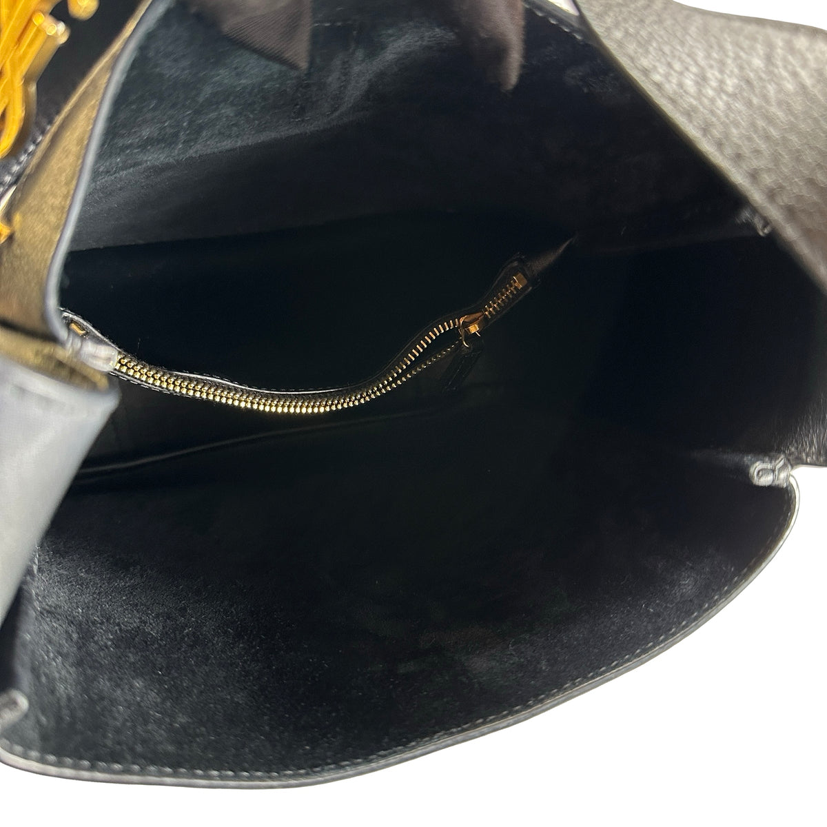Used SAINT LAURENT Leather Le 5 à 7 Shoulder Bag Black Gold