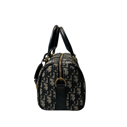 Used DIOR Boston Cross Body Bag Navy GHW
