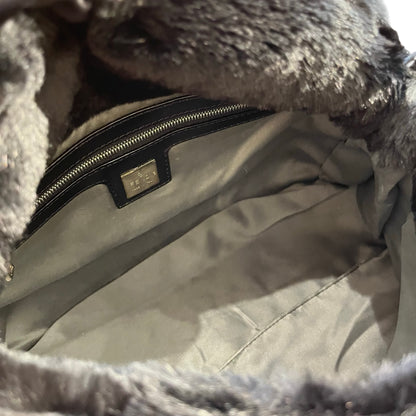 Used FENDI Rabbit Fur Shoulder Bag Black