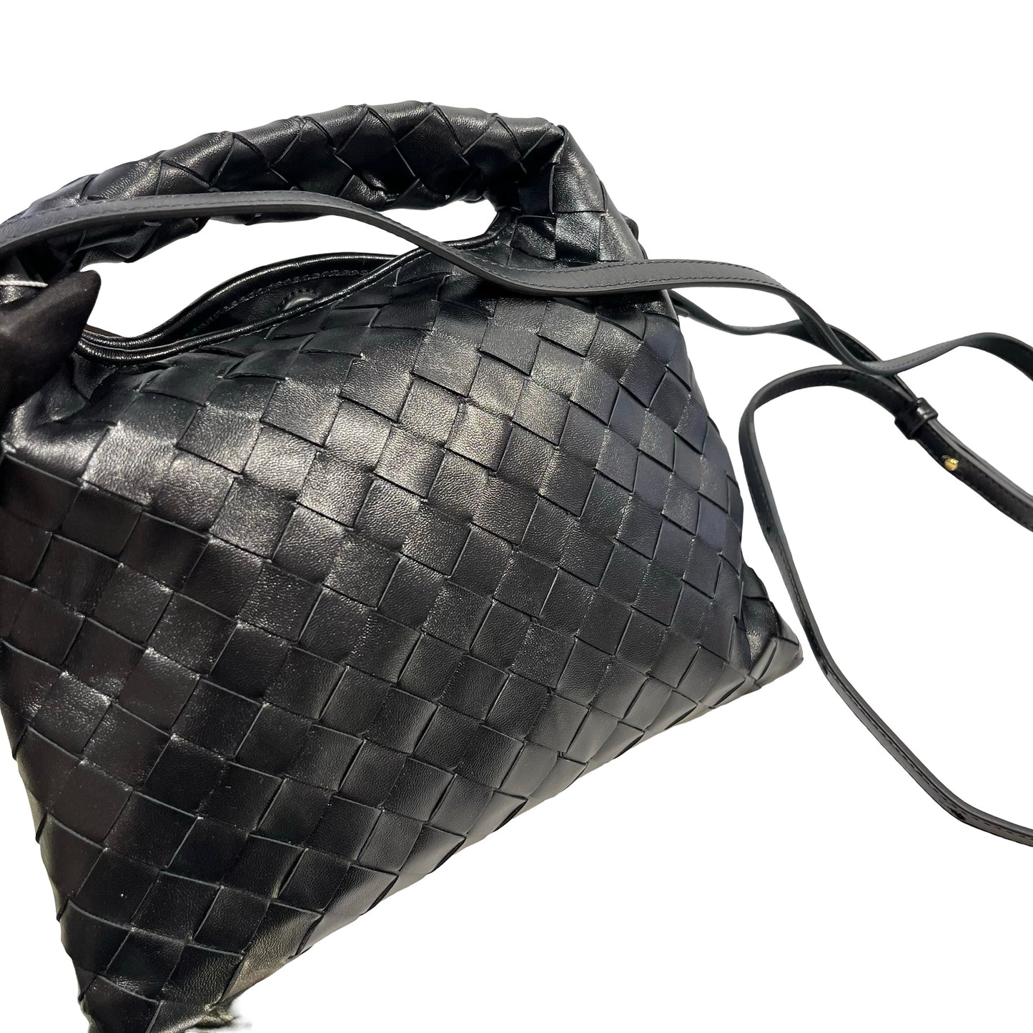 Used BOTTEGA VENETA Intrecciato Mini Wallace Shoulder Bag Black