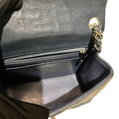 Chanel Mini Square Flap Cross Body Bag Navy PHW