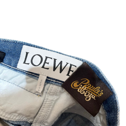 Used LOEWE Cotton Denim Shorts Clothes Multicolor Patches