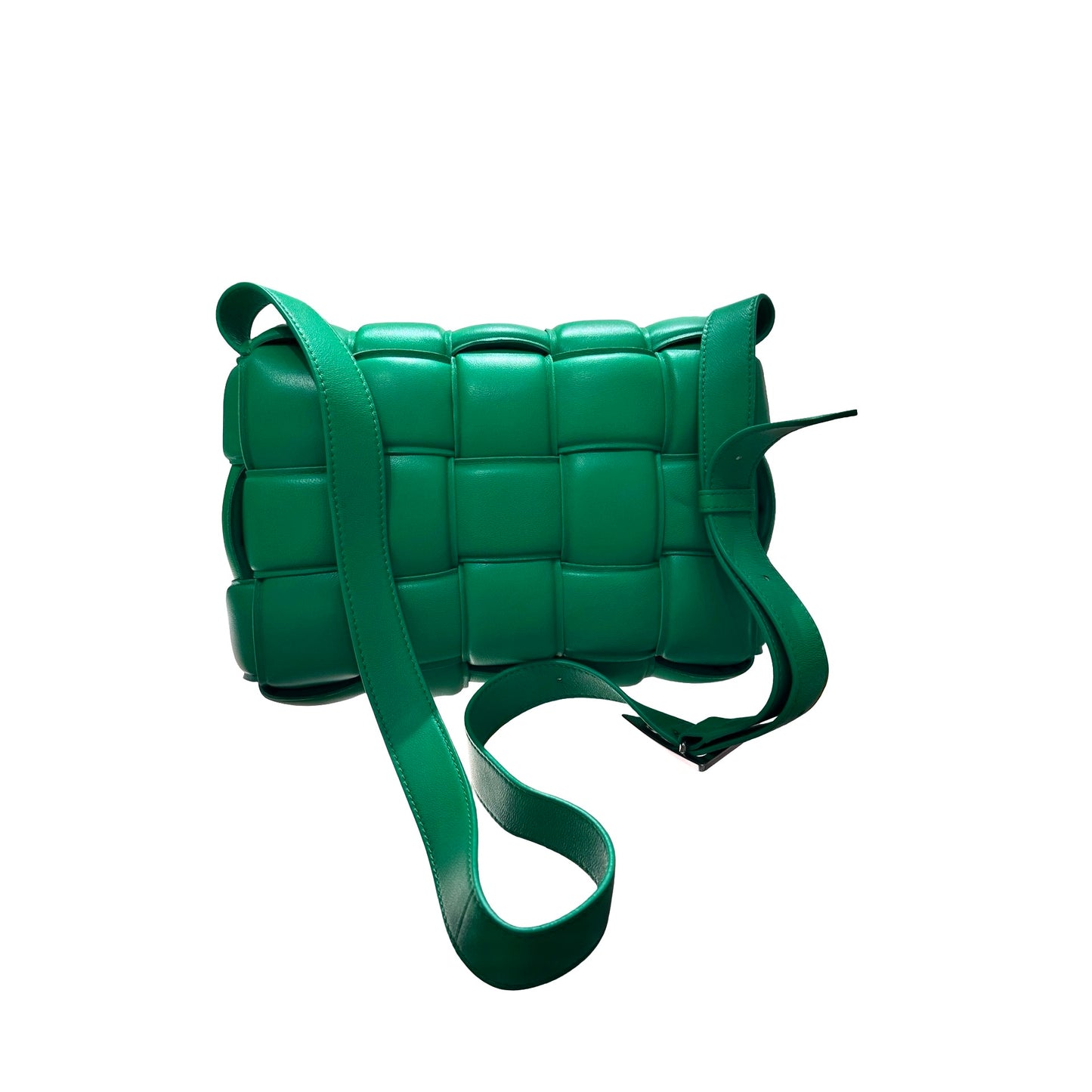 Used Bottega Veneta Calfskin Leather BV Cassette Camera Shoulder Bag Green PHW