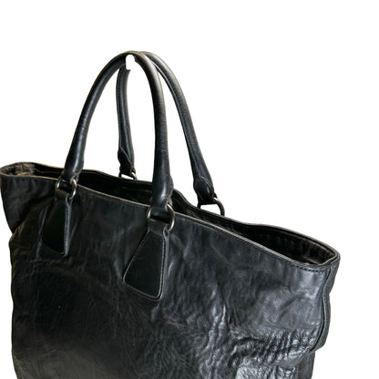 Used PRADA Leather Tote Bag Tote Bag Black