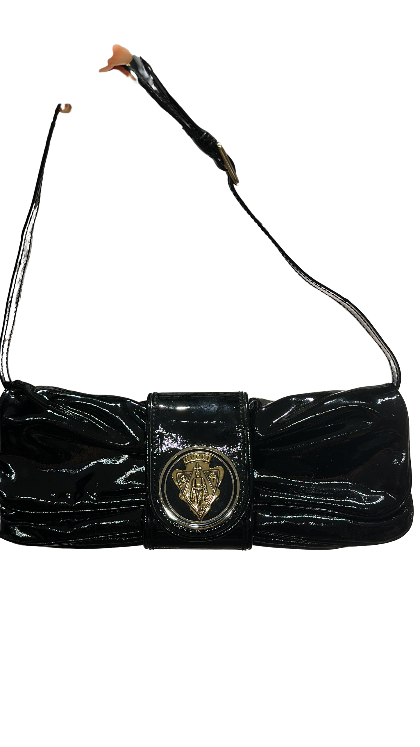 GUCCI Patent Leather Hysteria Clutch Black