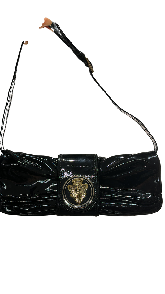 GUCCI Patent Leather Hysteria Clutch Black