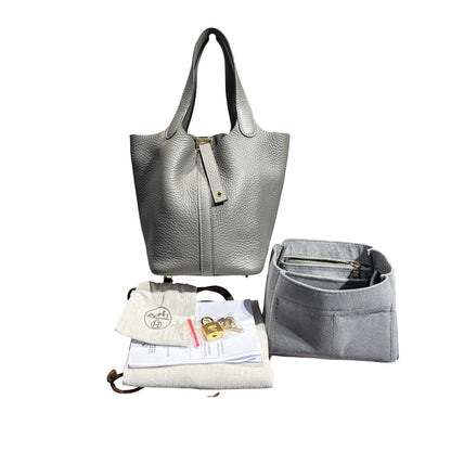 Used HERMÈS Bucket Bag Grey GHW