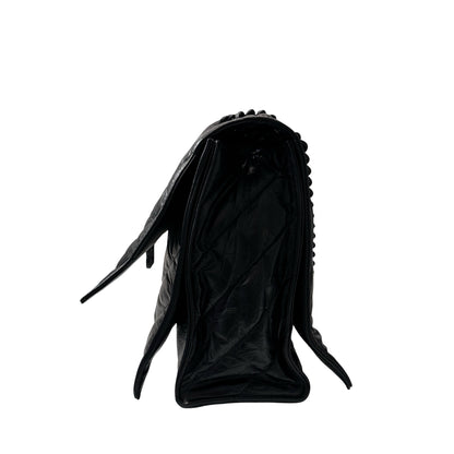 Used BALENCIAGA Quilted Calfskin Crush Chain Shoulder Bag Black
