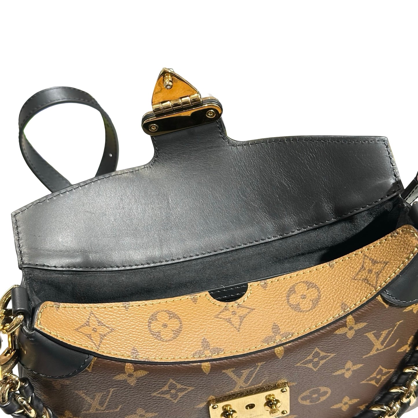 Used LOUIS VUITTON Canvas TWINNT Two Way Shoulder Bag Brown Black GHW