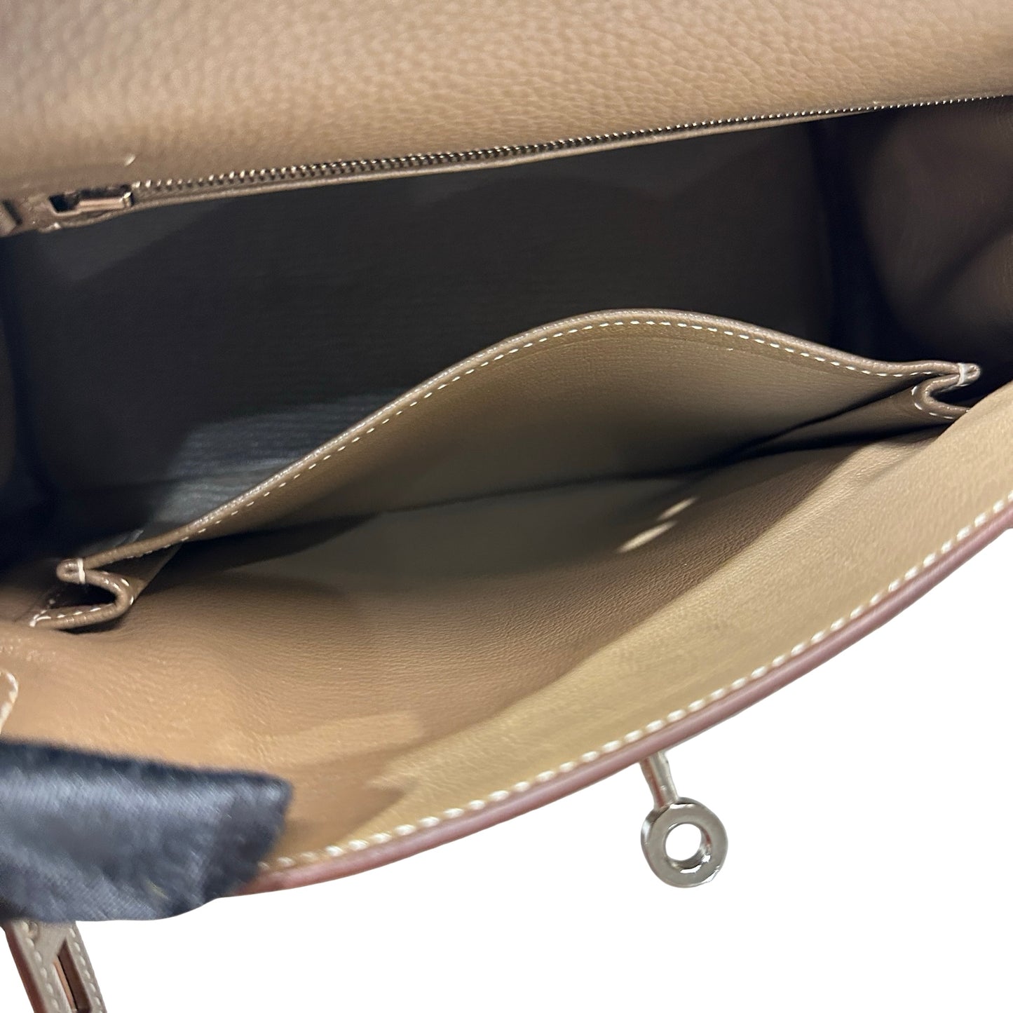 Used HERMÈS Kelly 25 Two Way Shoulder Bag Etoupe (18) PHW