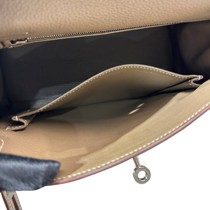 Used HERMÈS Kelly 25 Two Way Shoulder Bag Etoupe (18) PHW