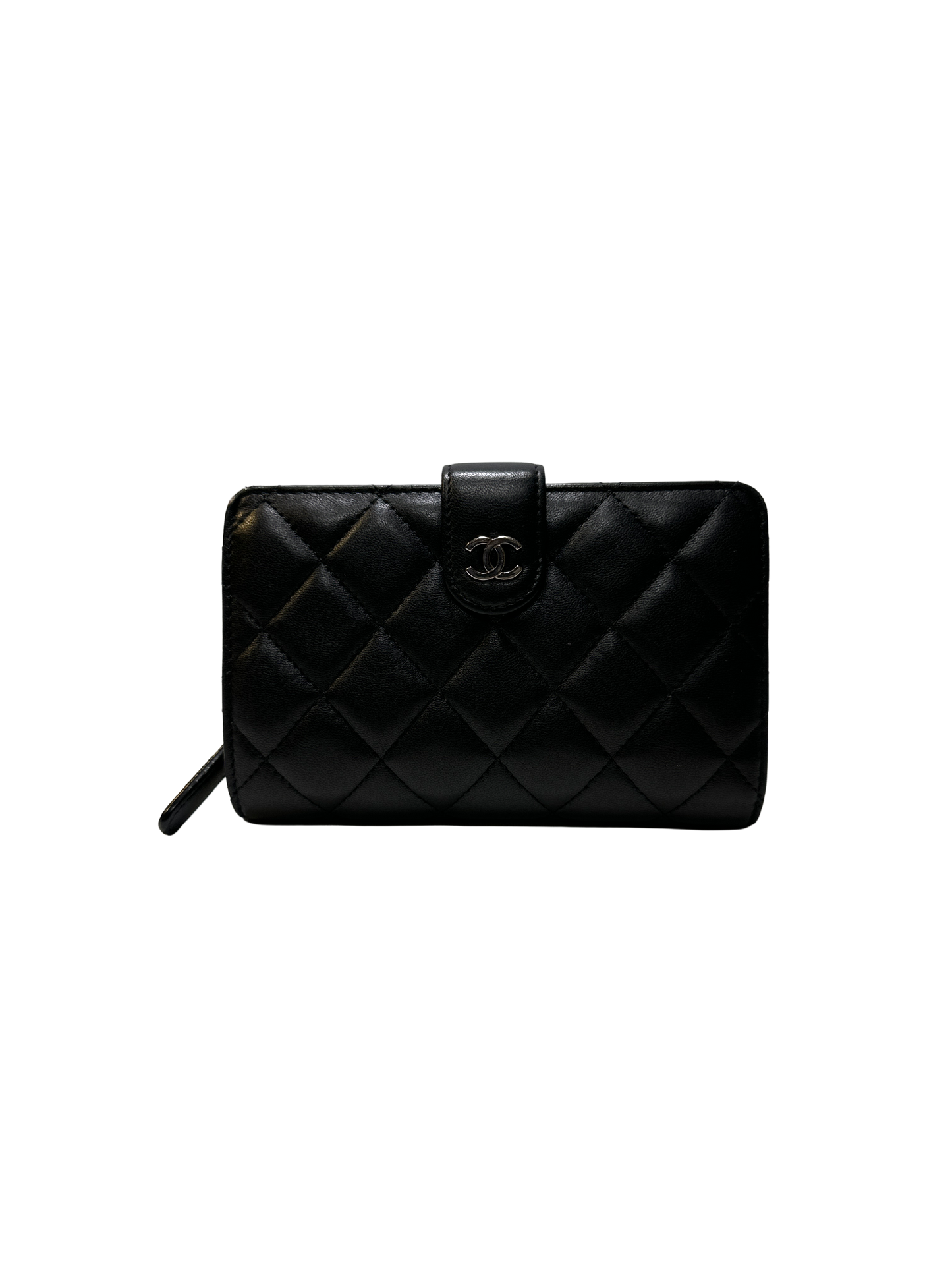 CHANEL Matelasse Lambskin Matelasse Long Wallet Black