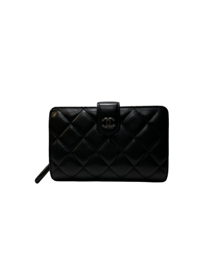 CHANEL Matelasse Lambskin Matelasse Long Wallet Black