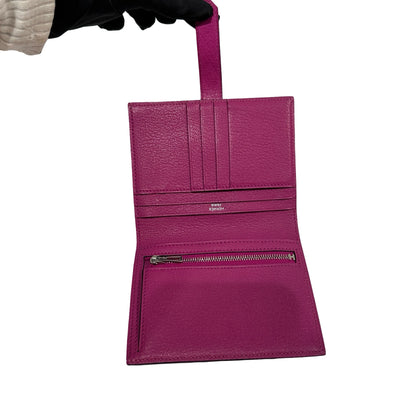 Used HERMES Ostrich Bearn Wallet Purple