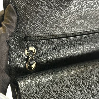 Used CHANEL Caviar Quilted Classic Flap Shoulder Bag Black Silver