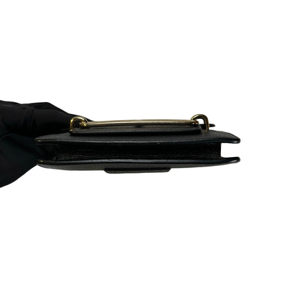 Used HERMES Leather Roulis Wallet Black Beige Gold