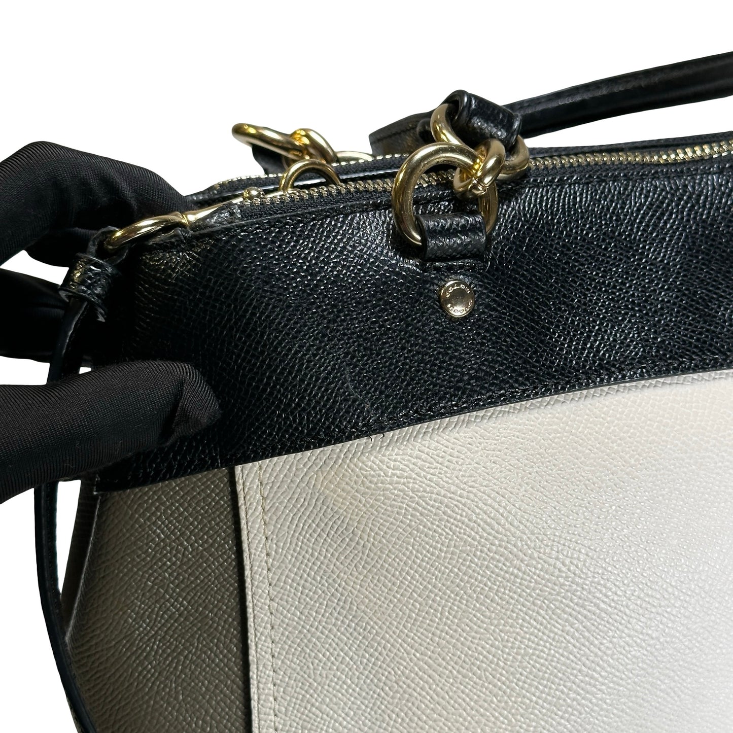 Used COACH Calfskin Two way shoulder bag Two Way Shoulder Bag Black White