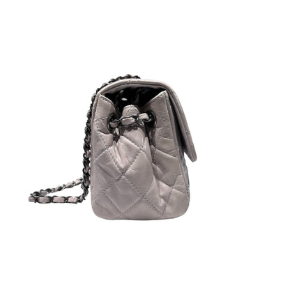 Used CHANEL Flap Chain Shoulder Bag Grey