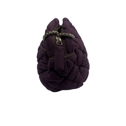 Used CHANEL Quilted Nylon Quilted Cloud Bag Shoulder Bag Purple PHW