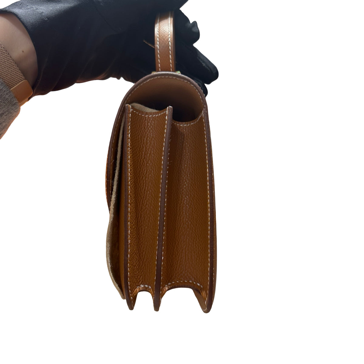 Brand New HERMES Epsom Felt Constance Crossbody Bag Brown Beige Gold Hardware