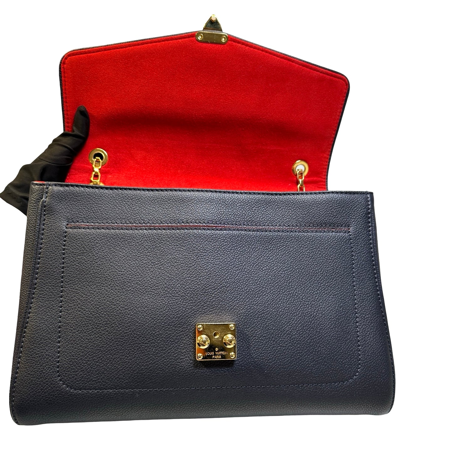 Used LOUIS VUITTON Monogram Empreinte Leather Pochette Metis Shoulder Bag Navy GHW