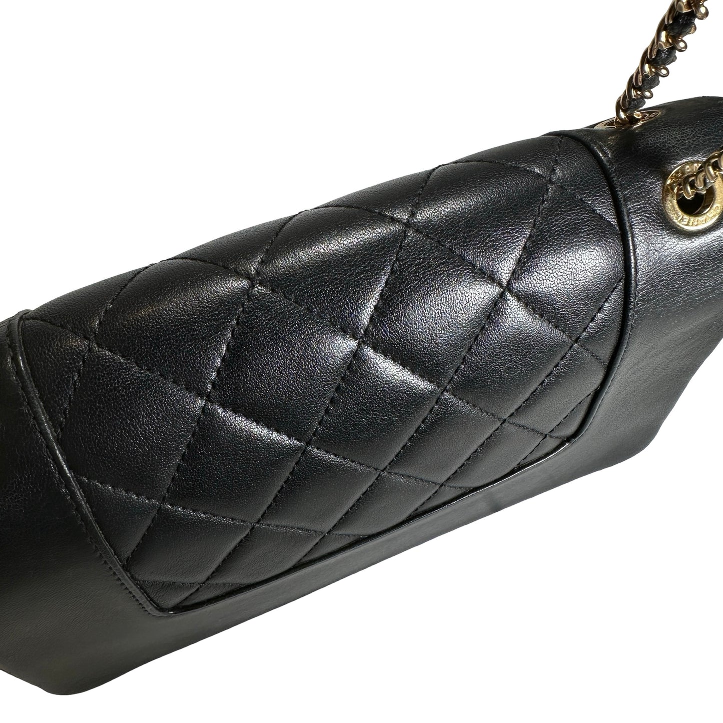 Used CHANEL Quilted Caviar Diana Flap Chain Shoulder Bag Black GHW