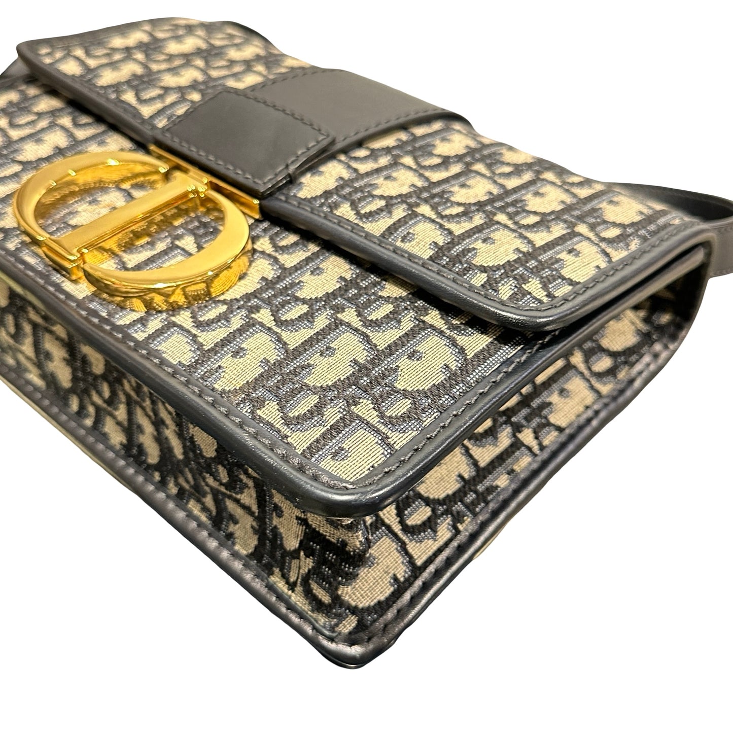 Used DIOR Canvas MONTAIGHE 30 Cross Body Bag Navy Blue GHW