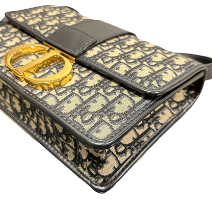 Used DIOR Canvas MONTAIGHE 30 Cross Body Bag Navy Blue GHW