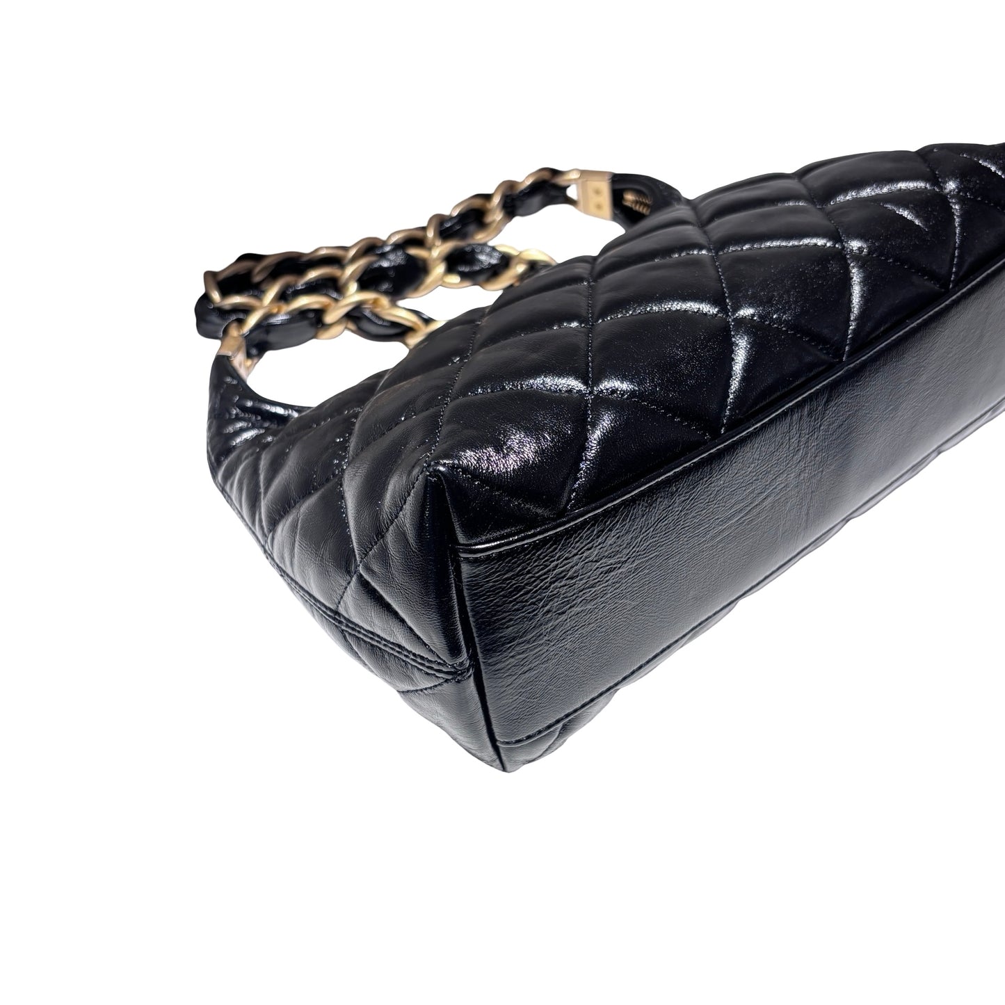 Used CHANEL Shiny Lambskin 24A Hobo Shoulder Bag