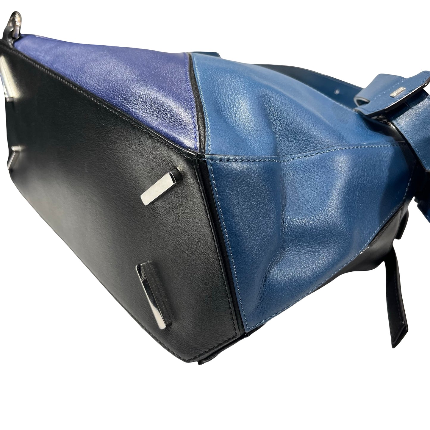 Used Loewe Calfskin Leather Puzzle bag medium Shoulder Bag Navy PHW