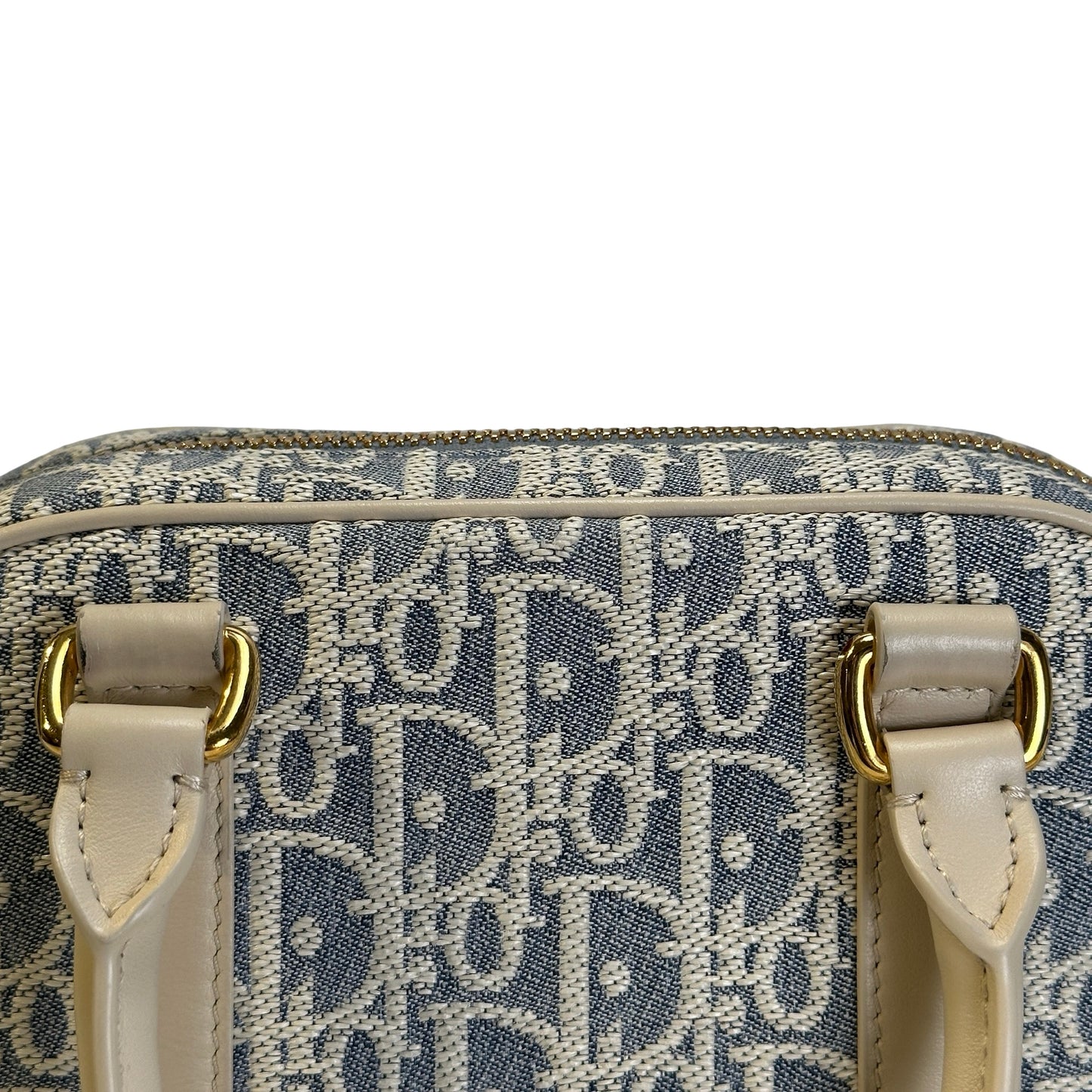 Used CHRISTIAN DIOR Oblique Jacquard D-Vibe Bowling Bag Bowling Bag Blue Beige