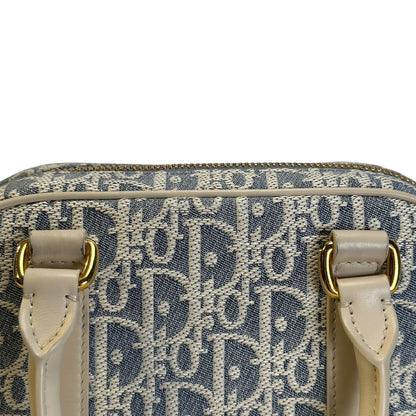 Used CHRISTIAN DIOR Oblique Jacquard D-Vibe Bowling Bag Bowling Bag Blue Beige